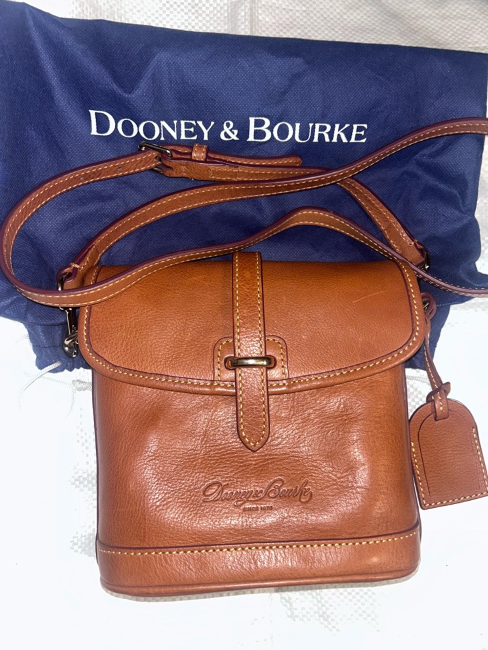 Dooney & Bourke Cognac Brown Leather Florentine Holly Vacchetta crossbody